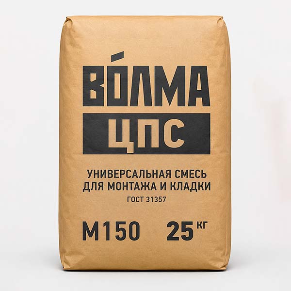 Смесь цементно-песчаная Волма М-150, 25 кг, 56 шт/поддон 1